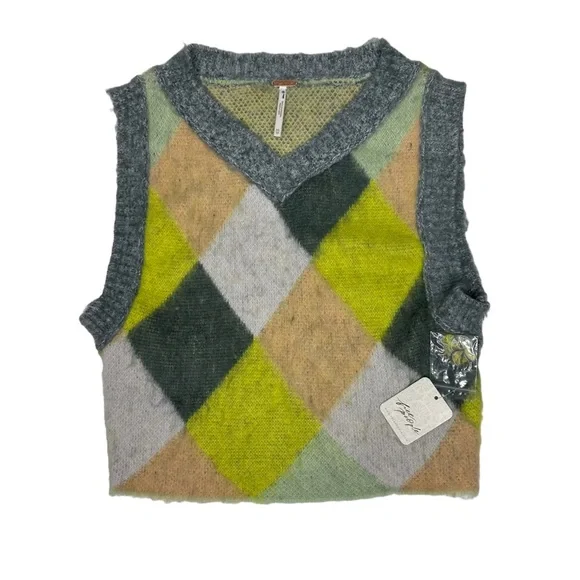 RELIST Tomorrow NWT Free People Quinn Sweater Vest in Stormy Spring Combo xs - Picture 4 of 13